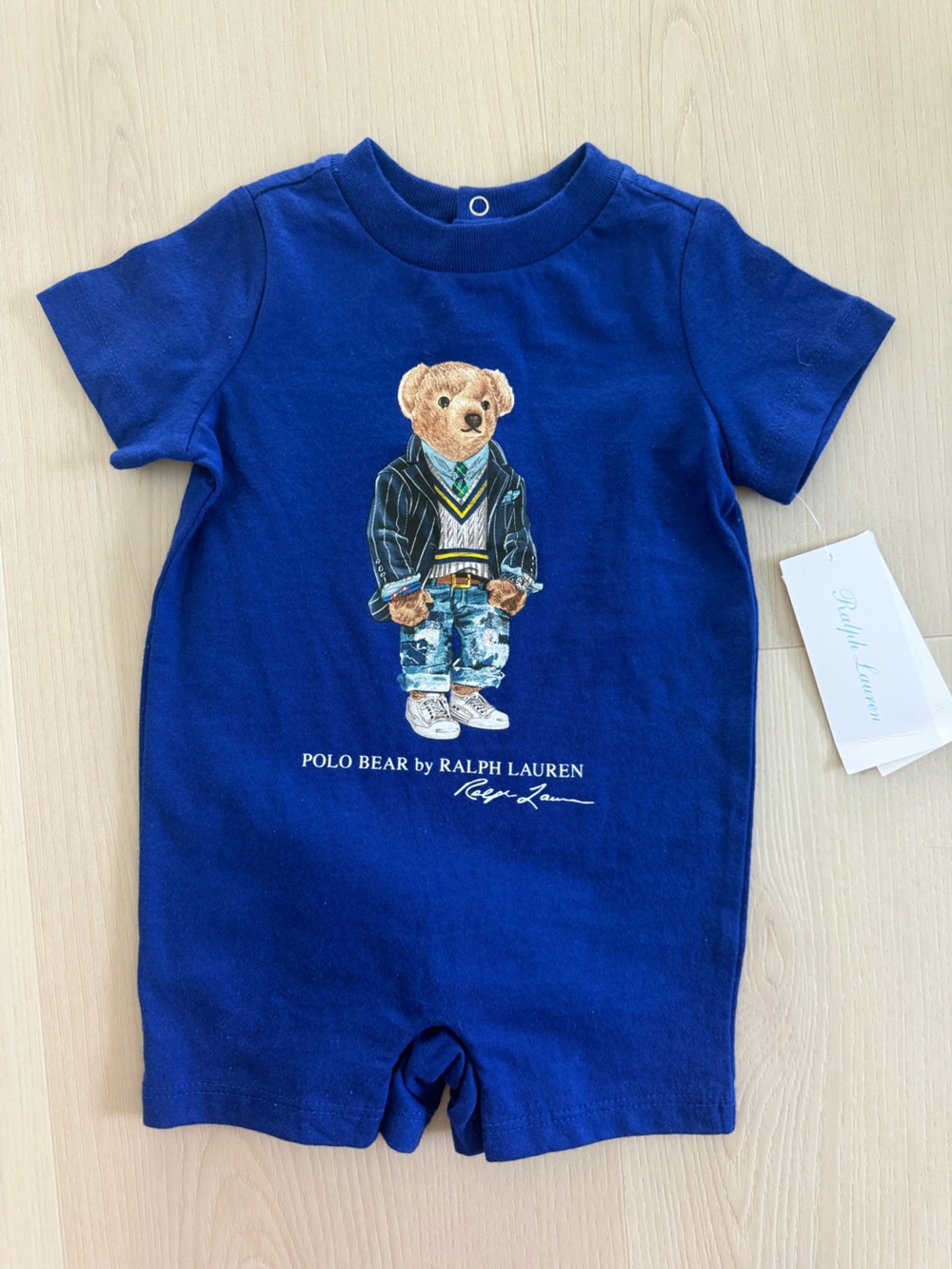 Ralph Lauren Navy Blue Polo Bear Baby One-Piece Bodysuit NWT
